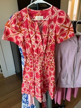 Anthropologie Coral Pink and Orange Somerset Dress